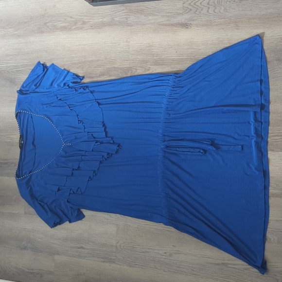 Stretch Ruffle Peasant Dress - Picture 1 of 4